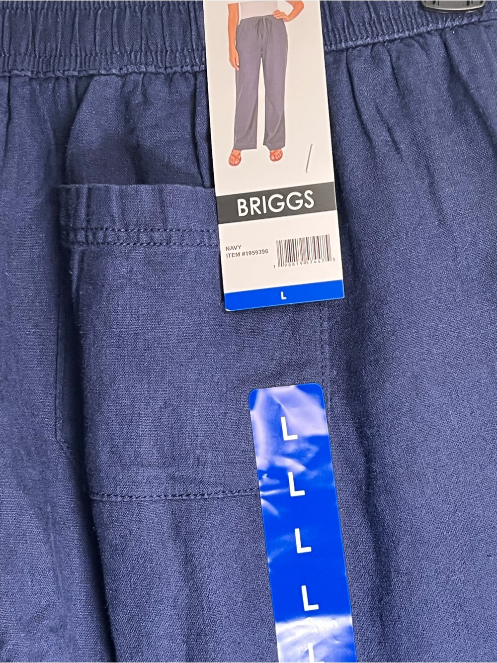 Briggs  Navy Elastic-Waist Wide Leg Pants
